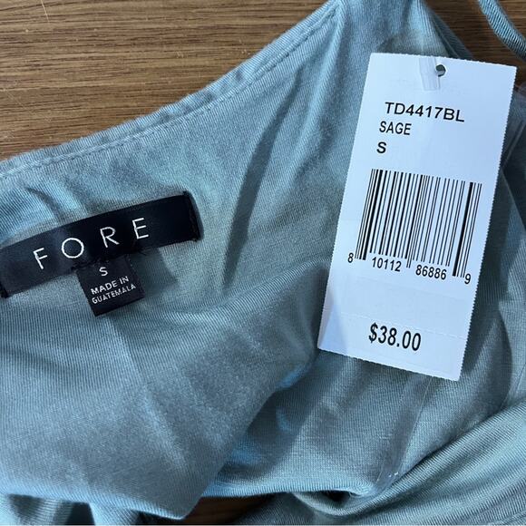 FORE Ruched sides cropped tank top sage - small - Picture 7 of 9